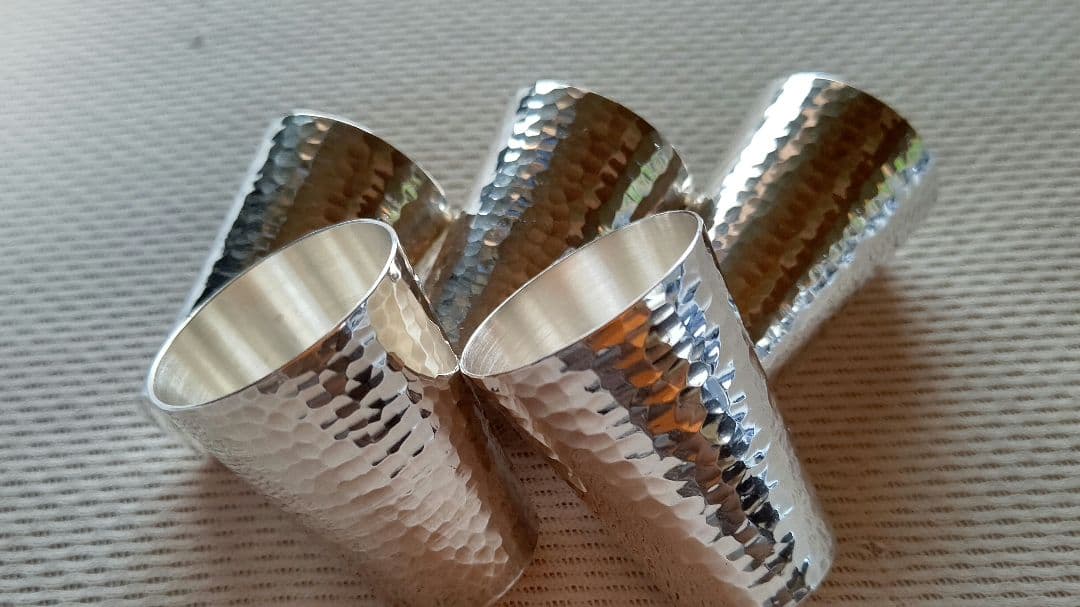 「銀製 三越」と刻印されたウイスキーカップ五個セット