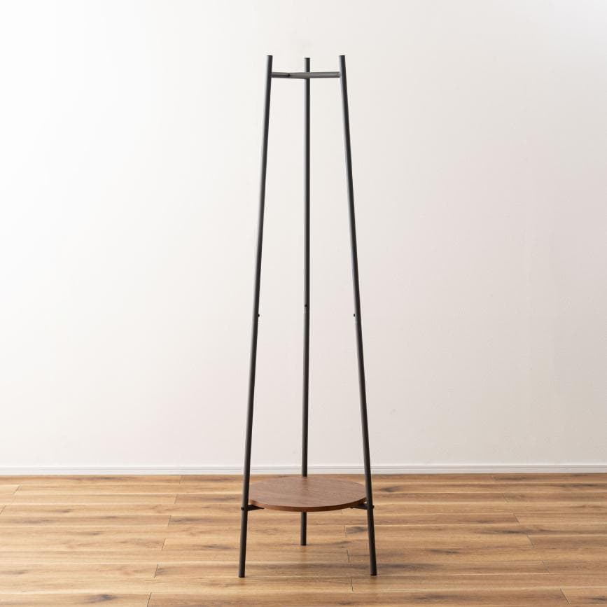 ミニマル ハンガーラック 棚付き コートハンガー 収納 洋服かけ コート掛け