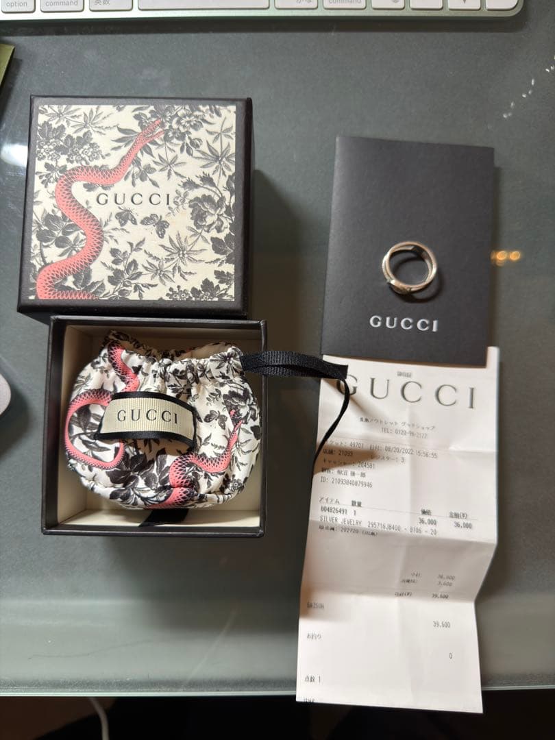 GUCCI リング 花柄ポーチ付き