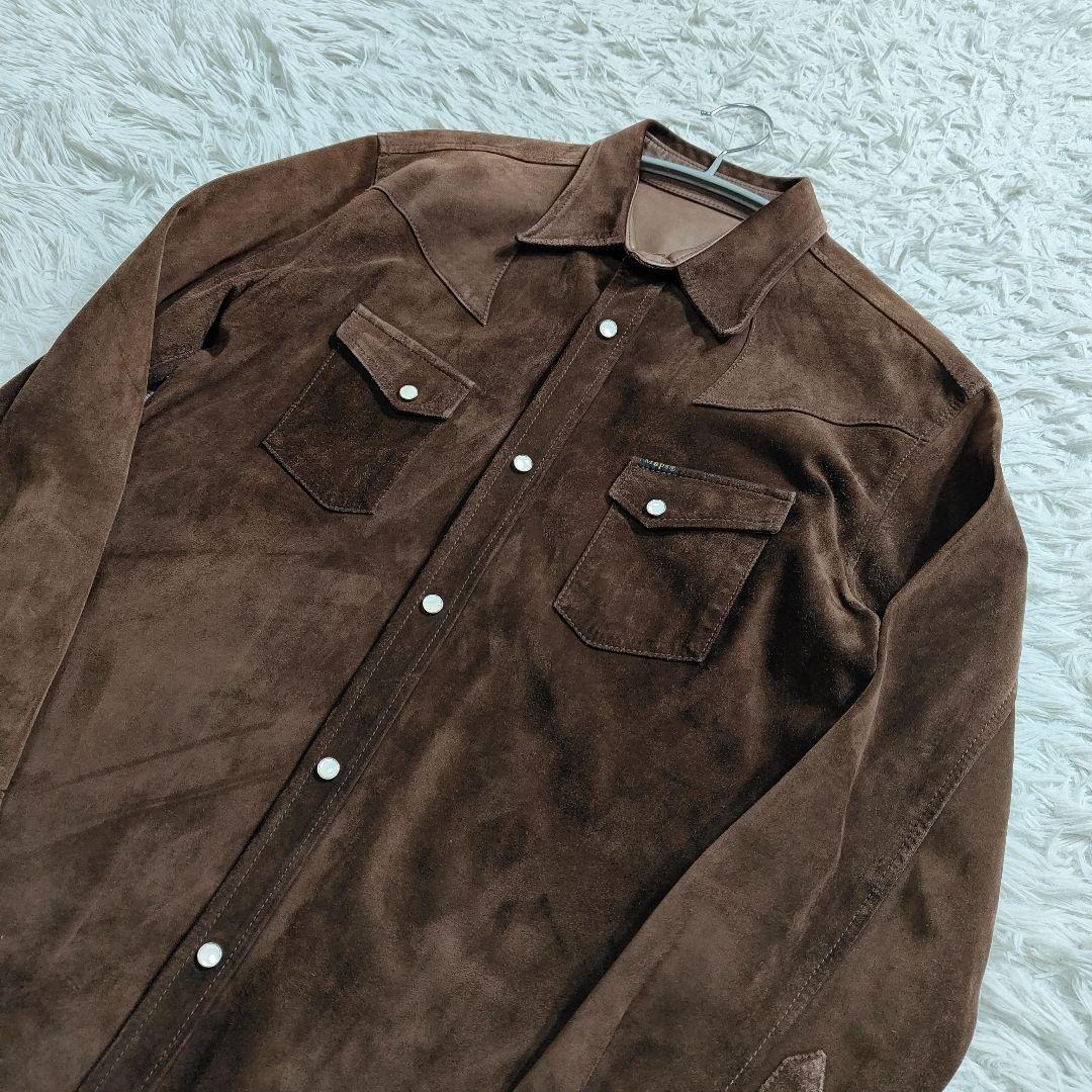 ブルーナボイン×Maps 別注 リアルレザー ウエスタンシャツ 1 茶 希少