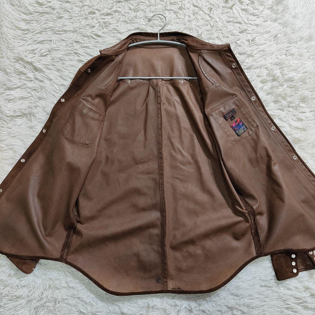 ブルーナボイン×Maps 別注 リアルレザー ウエスタンシャツ 1 茶 希少