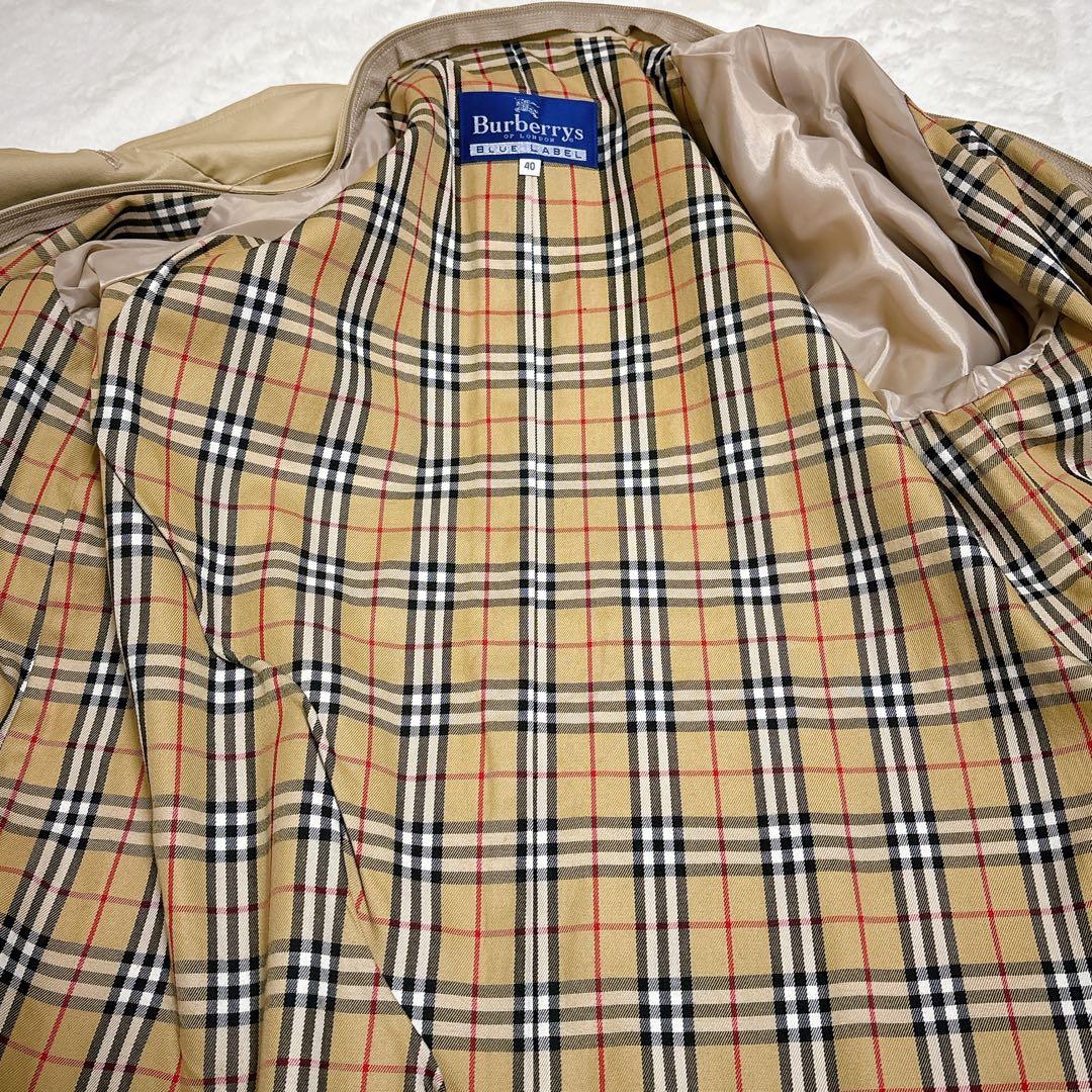 バーバリーブルーレーベル ステンカラーコート ノバチェック ライナー付　L
