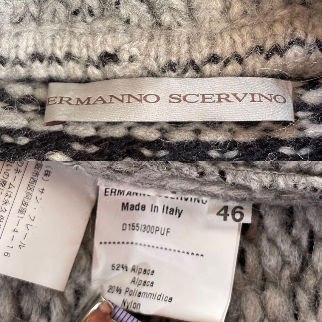 入手困難✨ エルマンノシェルビーノ ニットコート ベルト アルパカ素材 グレー