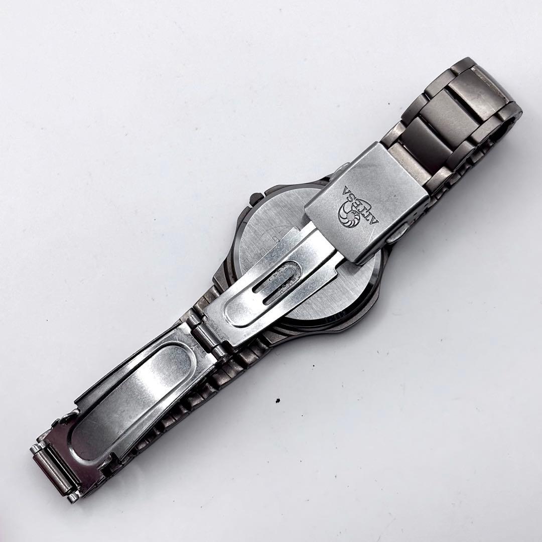 稼働品 新品電池 シチズン アテッサ デイト グレー チタン メンズ クォーツ