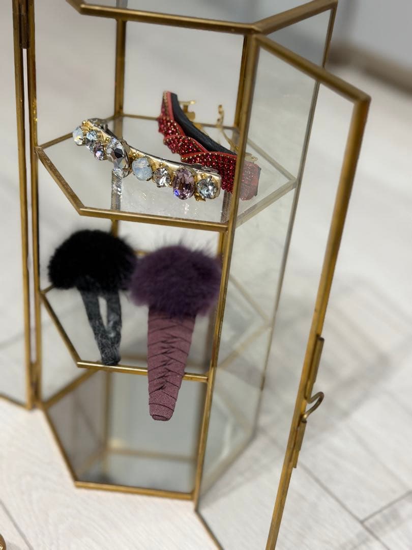 アンティーク　アクセサリーガラスケース