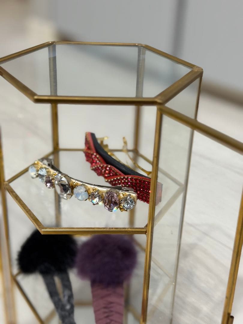 アンティーク　アクセサリーガラスケース