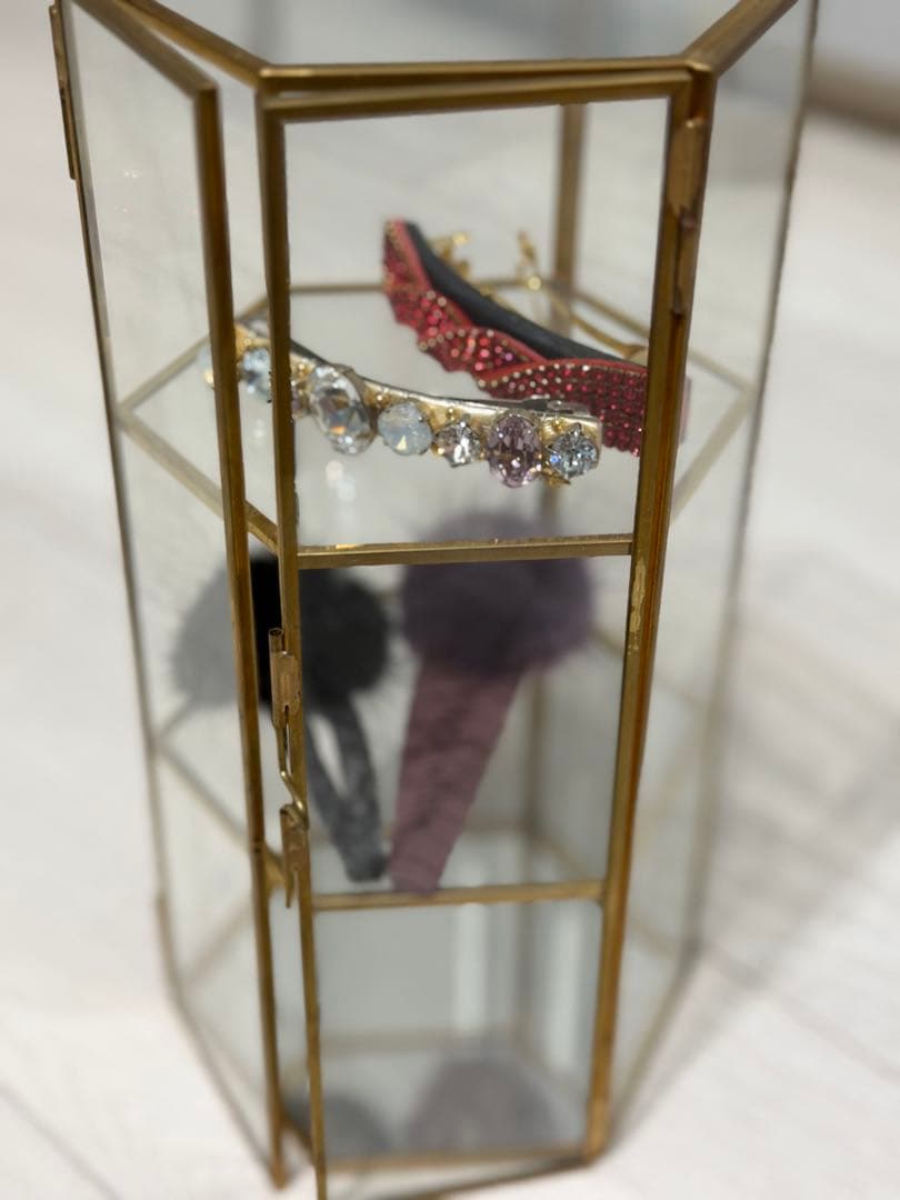 アンティーク　アクセサリーガラスケース