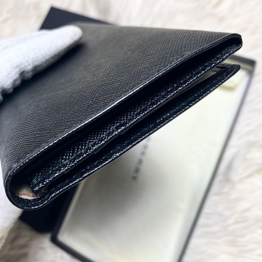 【未使用】バーバリー 二つ折り ノバチェックレザー ブラック 箱付き