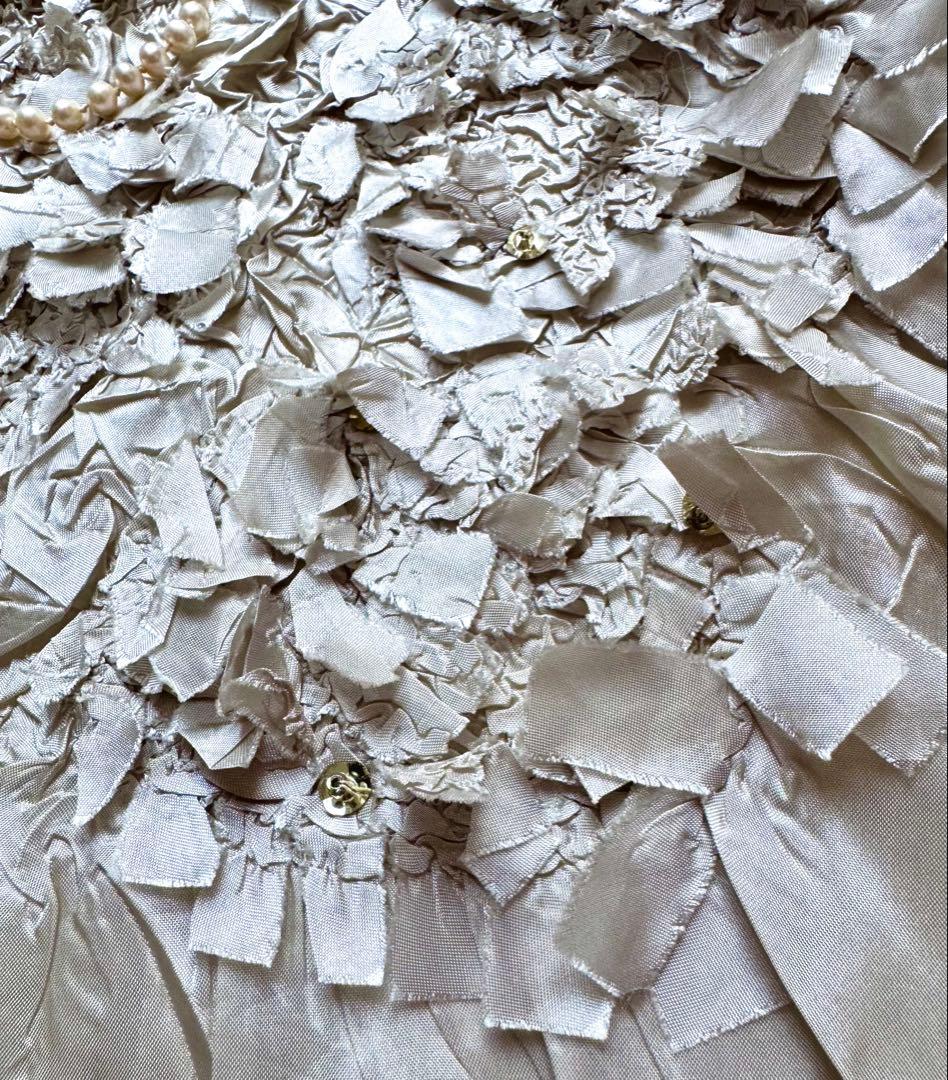 お値下げ！美品　スペッチオGプリーツフレンチ袖ブラウス　シャンブレーベージュ