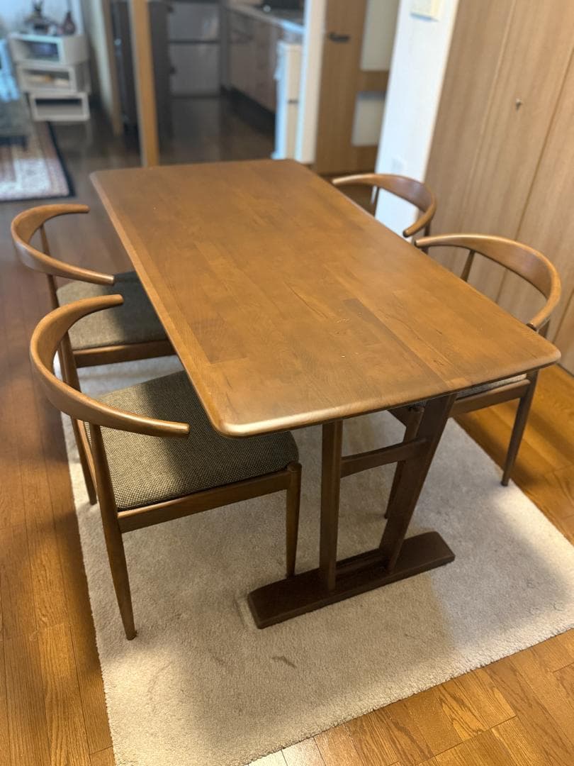 【送料込み】ニトリ北欧風 ウッドダイニングテーブル＆チェア4脚セット