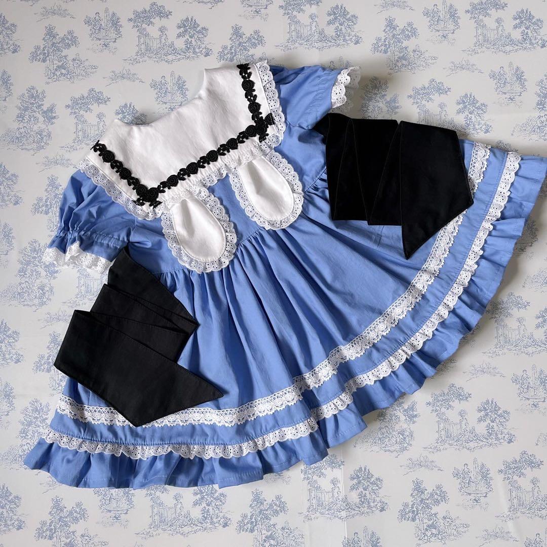 完成品ハンドメイド♡90cmアリス風うさ耳セーラーワンピース