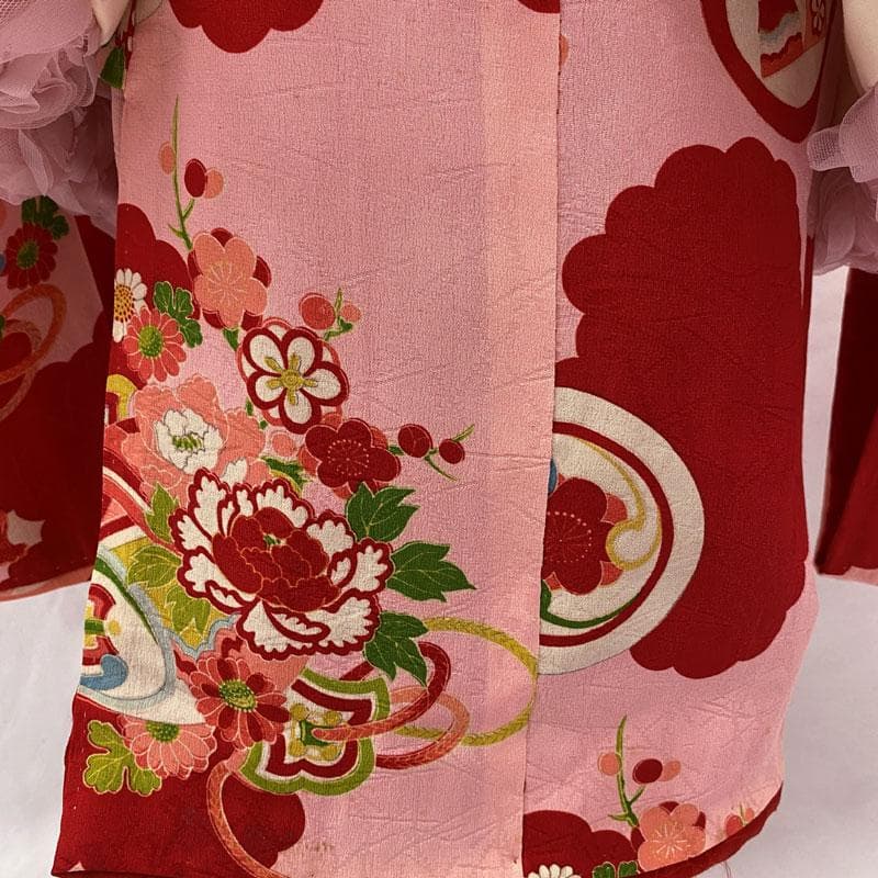 507ag48◎七五三 三歳 女の子 アンティーク着物&長襦袢 ピンク◎