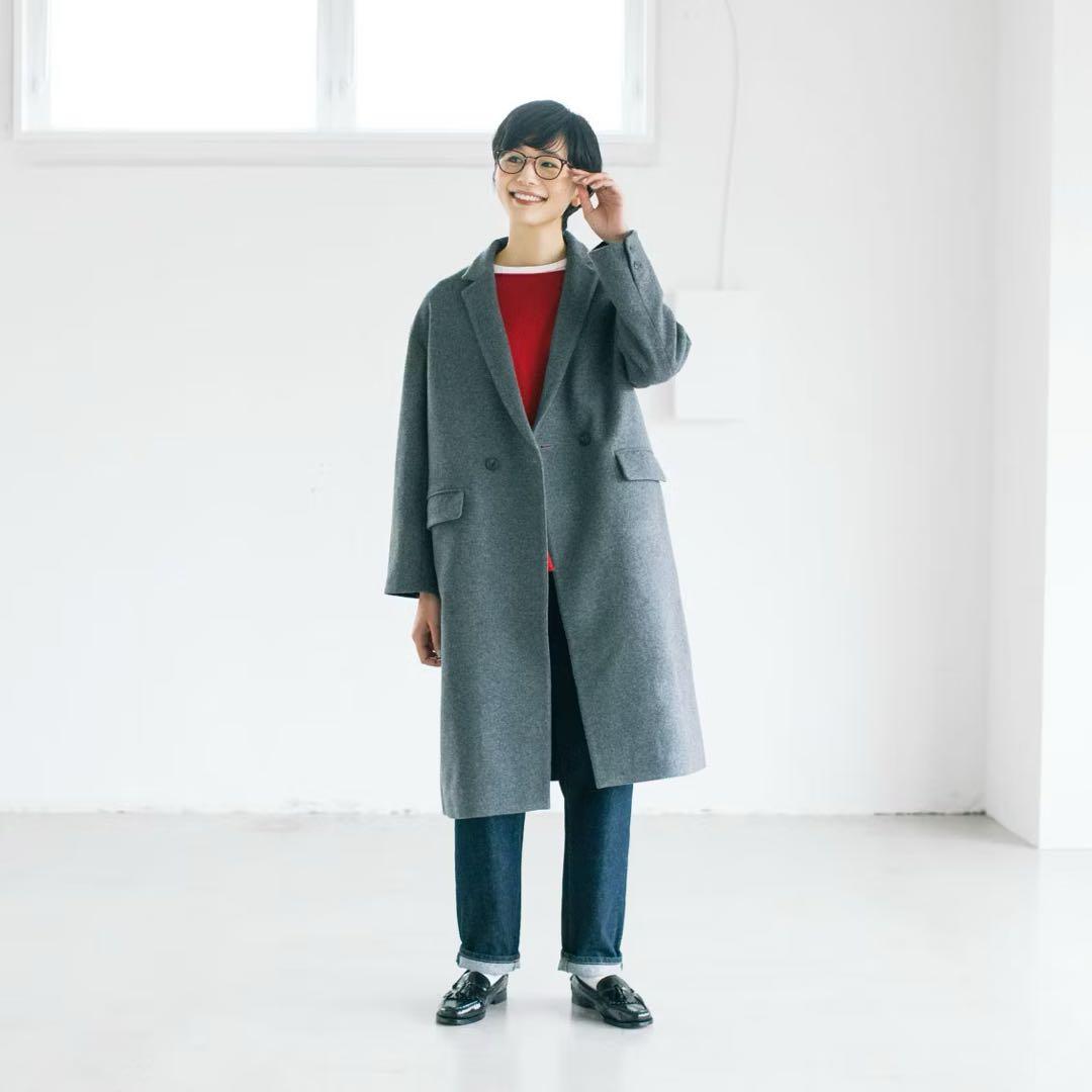 北欧、暮らしの道具店 3WAYアレンジ襟のかろやかチェスターコート　グレー