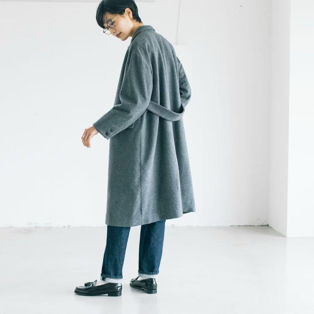 北欧、暮らしの道具店 3WAYアレンジ襟のかろやかチェスターコート　グレー