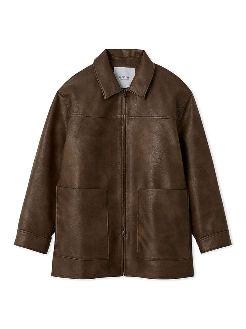 emmi フェイクレザーダブルジップブルゾン
