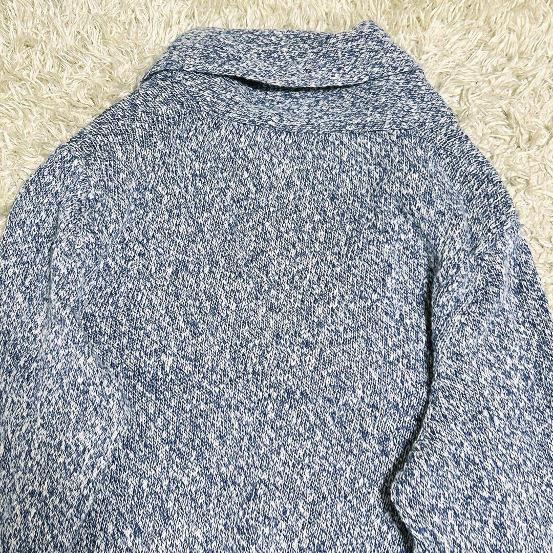 ザノーネ★美品★コットンリネンショールカラーカーディガン★サックスブルー