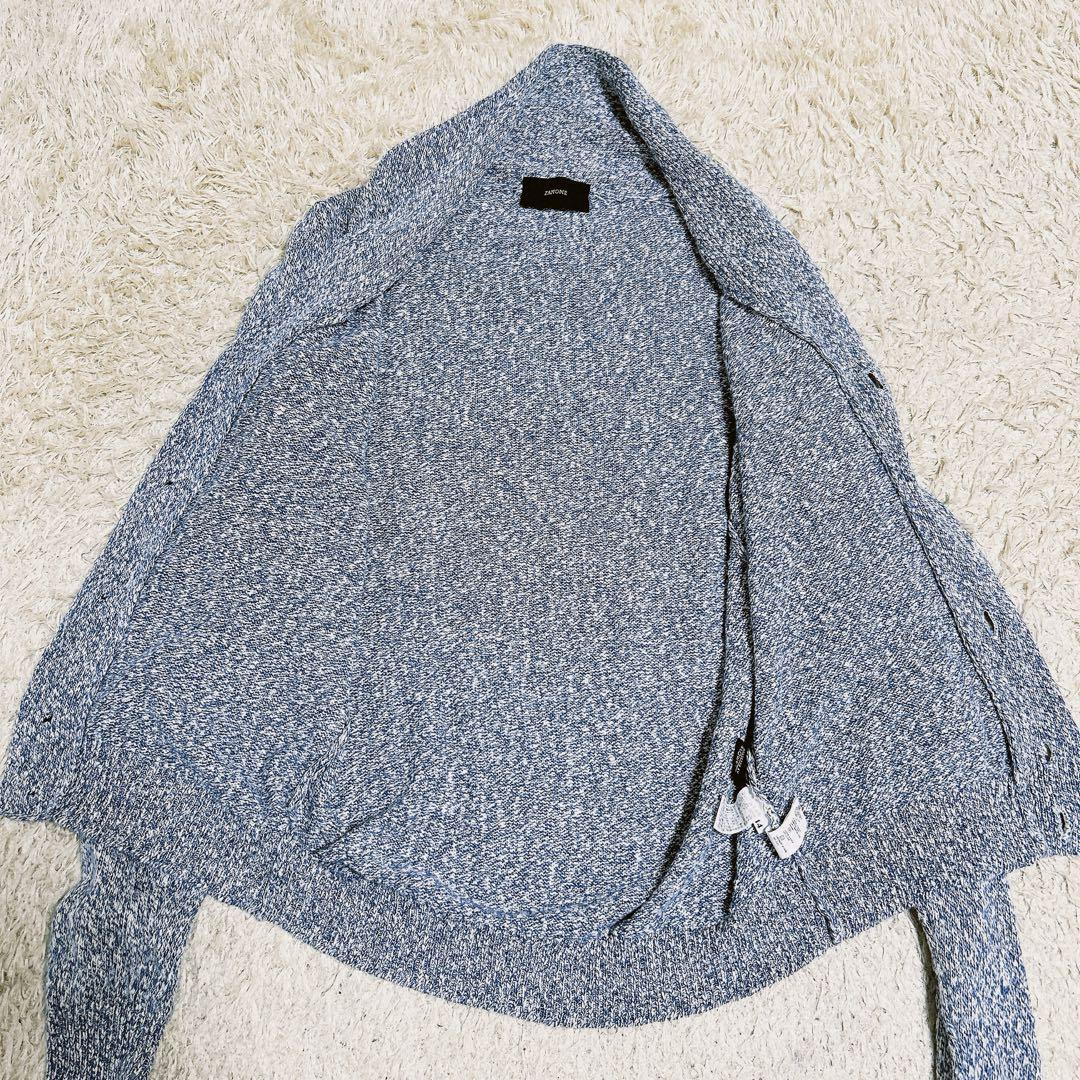 ザノーネ★美品★コットンリネンショールカラーカーディガン★サックスブルー