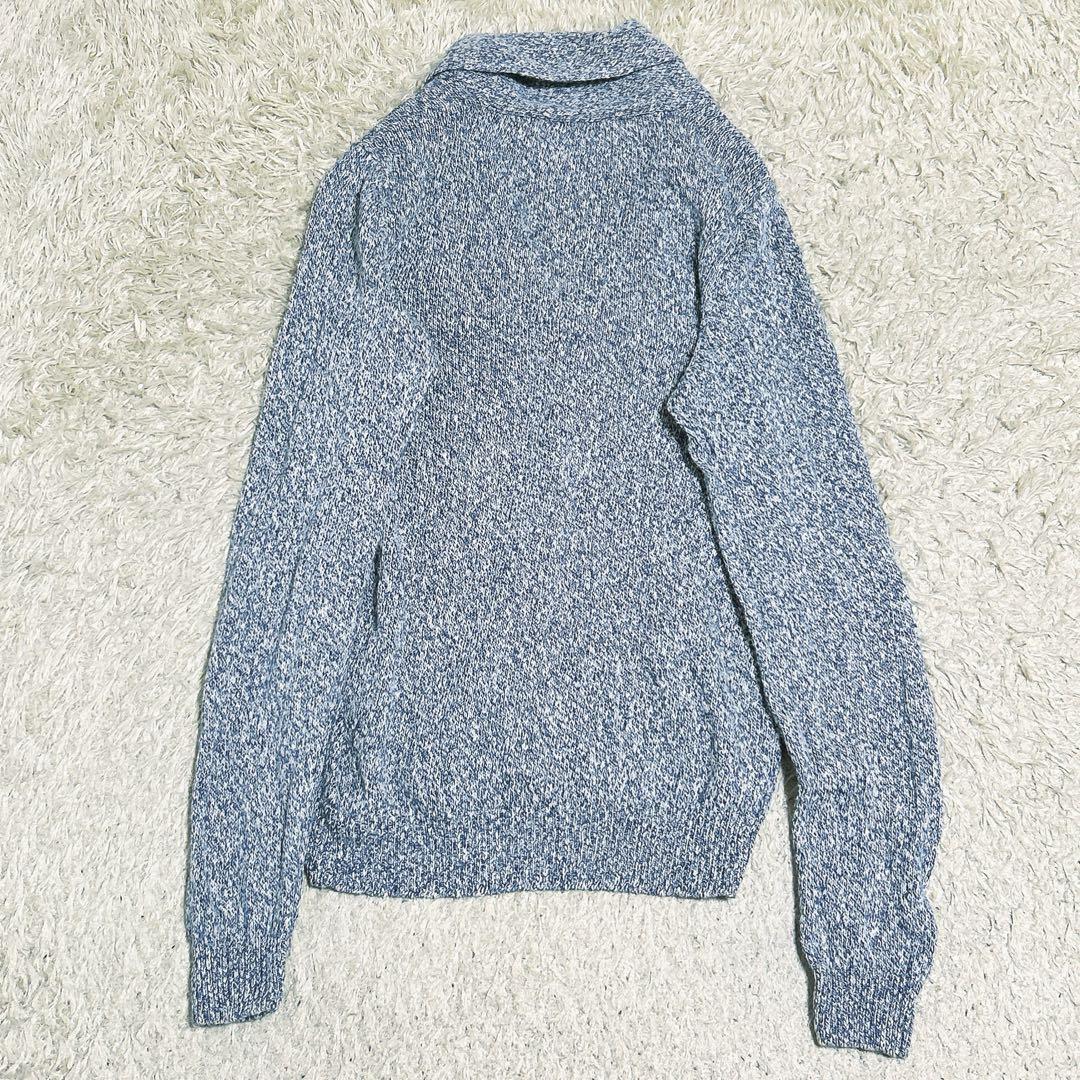 ザノーネ★美品★コットンリネンショールカラーカーディガン★サックスブルー