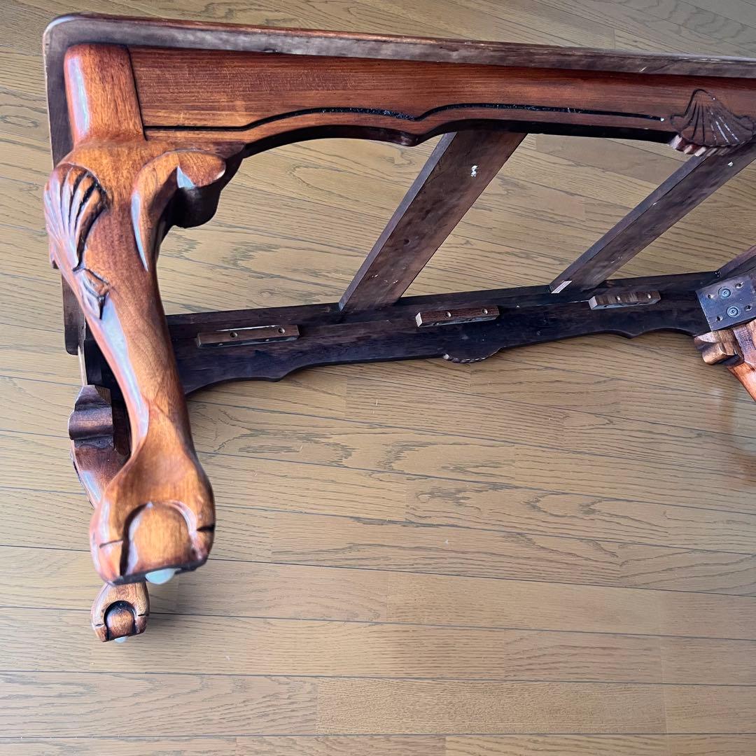 木製座卓 ガラス天板 ダークブラウン アンティークテーブル アメリカ輸入家具