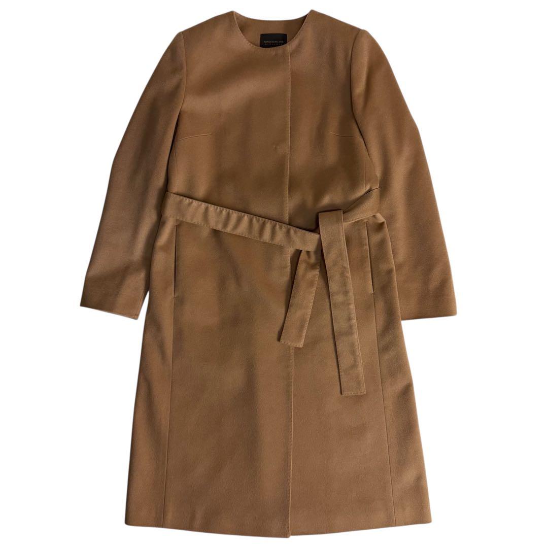 TOMORROWLAND ノーカラーコート カシミヤ100% キャメル