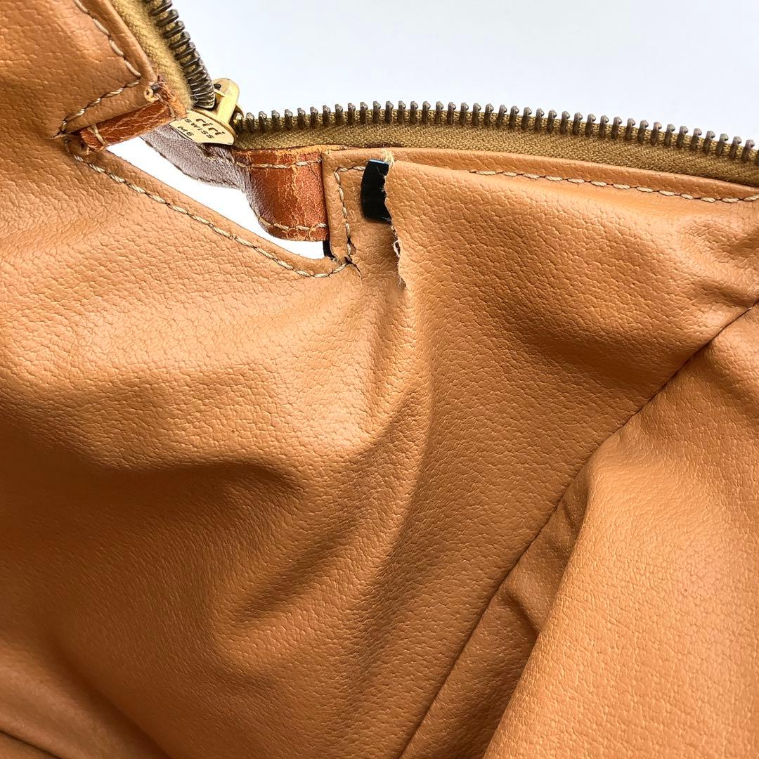 【CELINE】ボストンバッグ　マカダム柄　ゴールド金具　PVC ダークブラウン