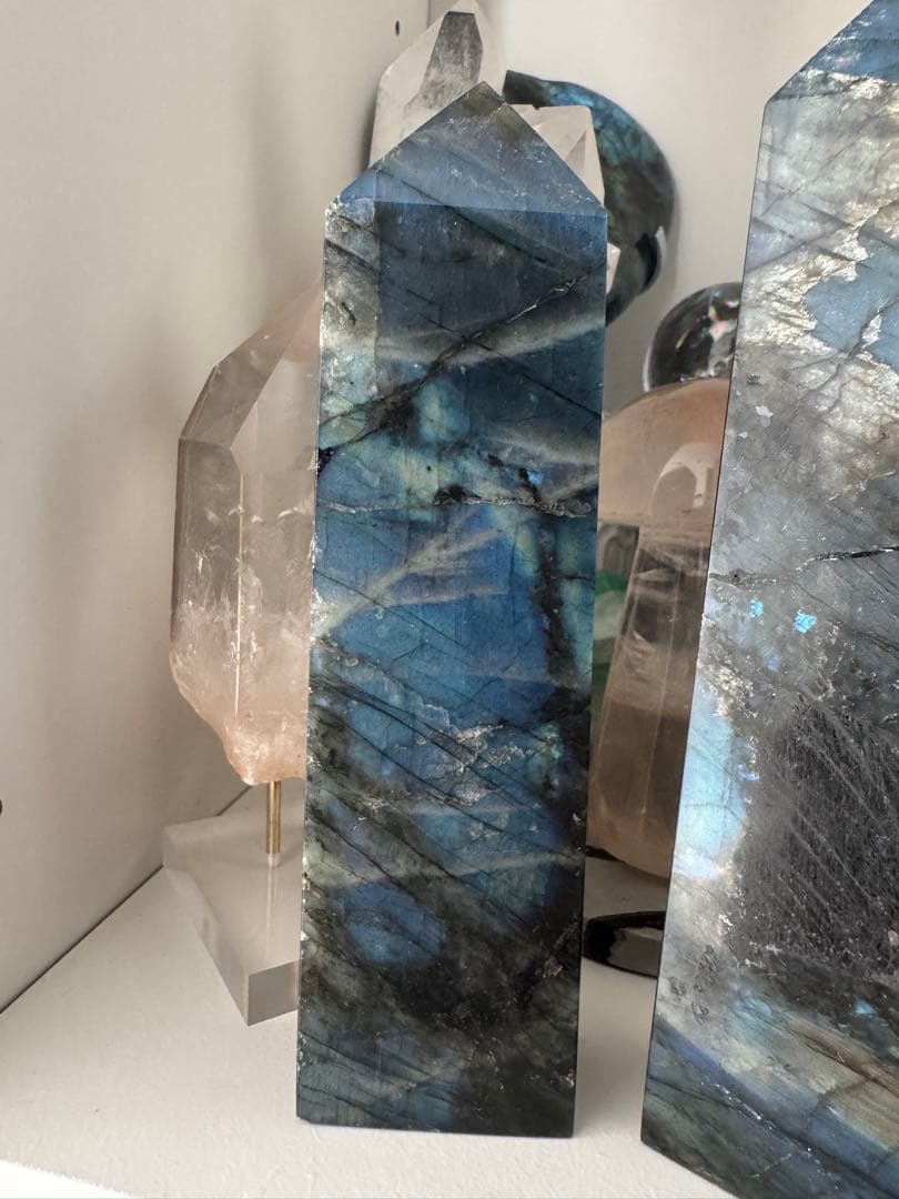 【高品質】マダガスカル産 ラブラドライト タワー ペア　ブルーシラーが完璧⭐︎