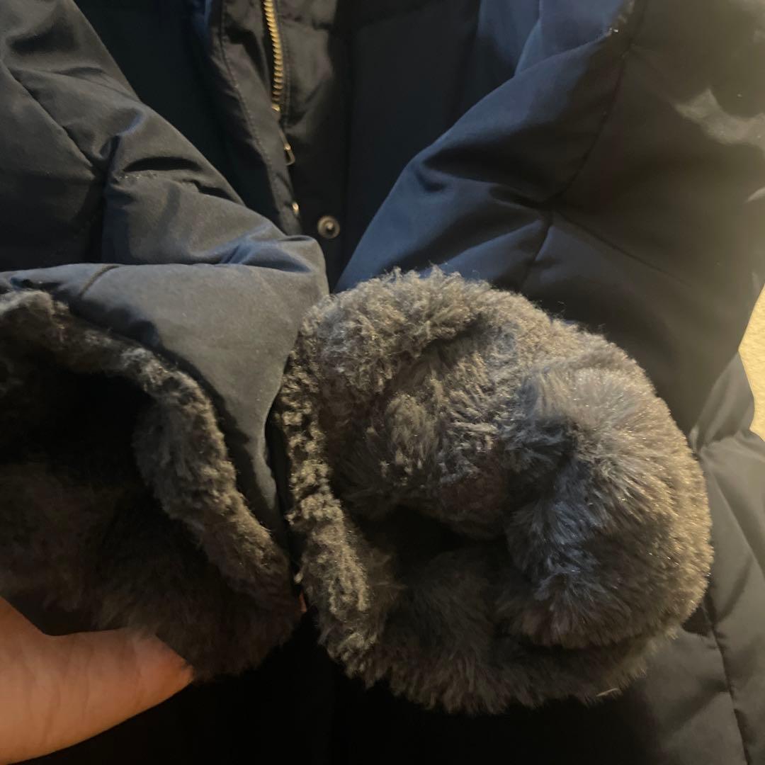 値下【美品】ユナイテッドアローズ　ネイビー ダウンジャケットロング　ファー付き