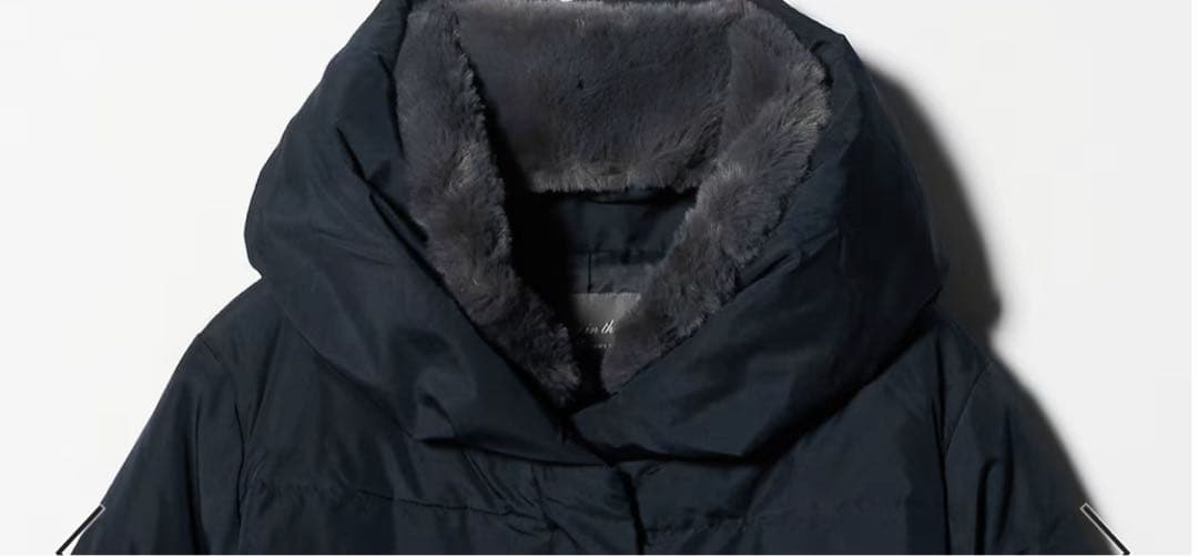 値下【美品】ユナイテッドアローズ　ネイビー ダウンジャケットロング　ファー付き