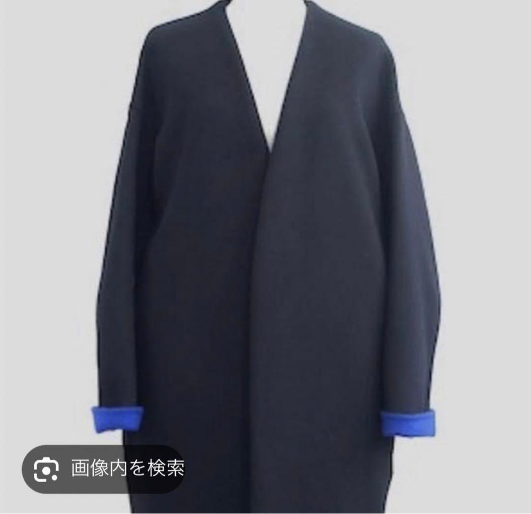 【エンフォルド】トップリバーノーカラーコート　ブラック　ブルー　ロイヤルブルー