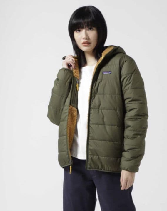 【美品】パタゴニアキッズリバーシブルレディフレディフーディXL