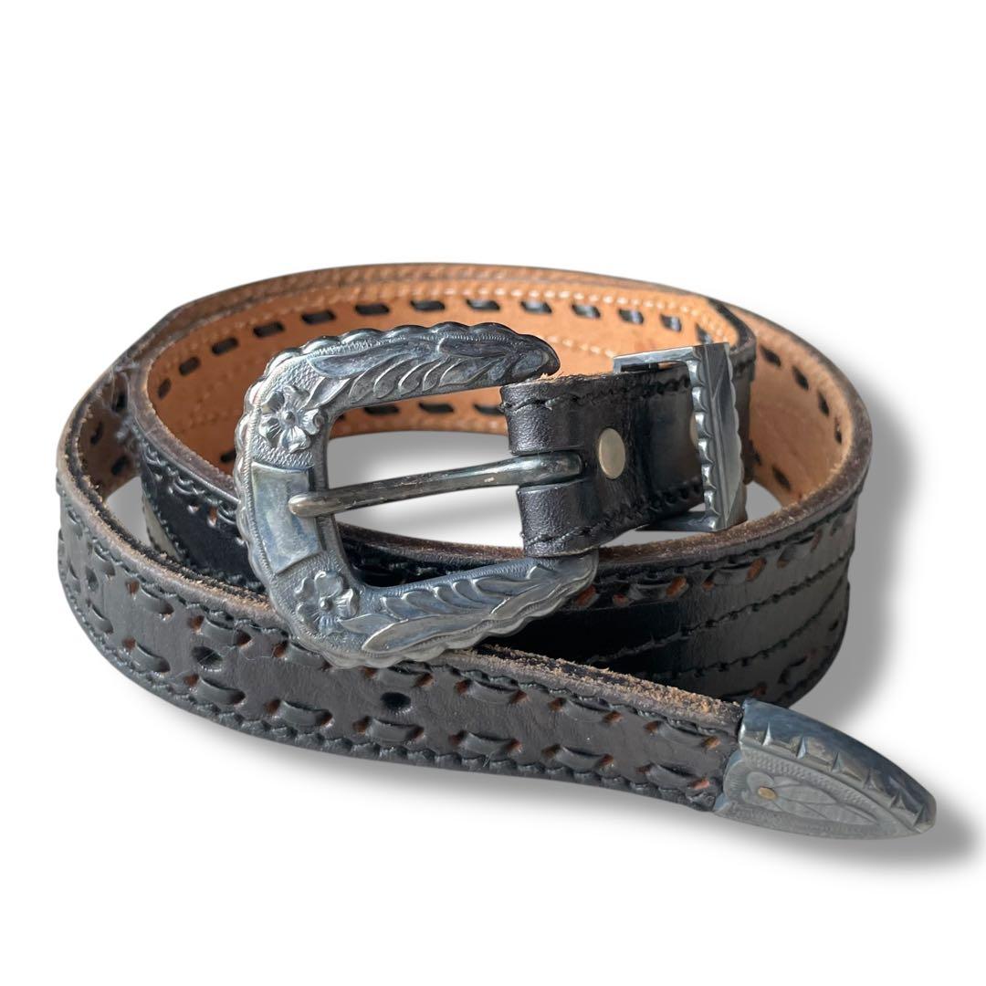 agnes b. アニエスベー レザー ウエスタン デザイン ベルト W32