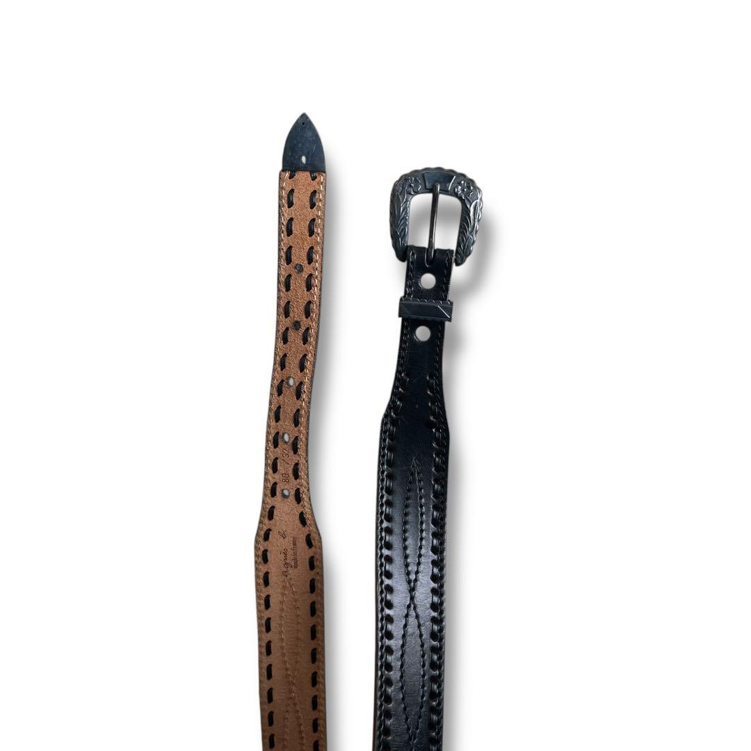 agnes b. アニエスベー レザー ウエスタン デザイン ベルト W32