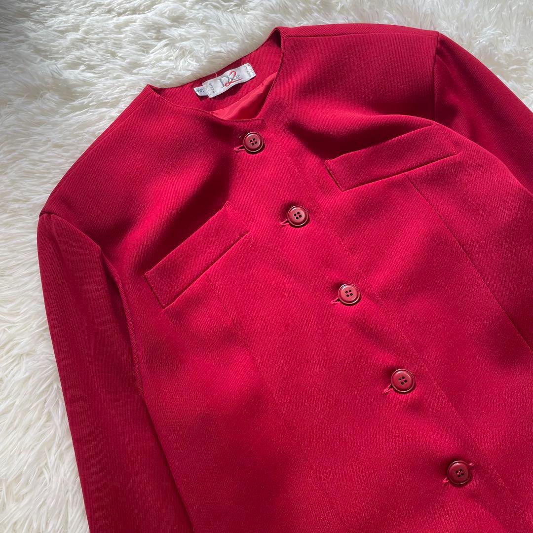 美品✨ クリスチャンディオール ノーカラー ウール ロングコート 赤 L 40