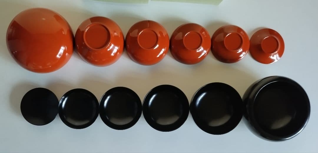 たに屋　応量器　真塗黒と洗朱　2客セット