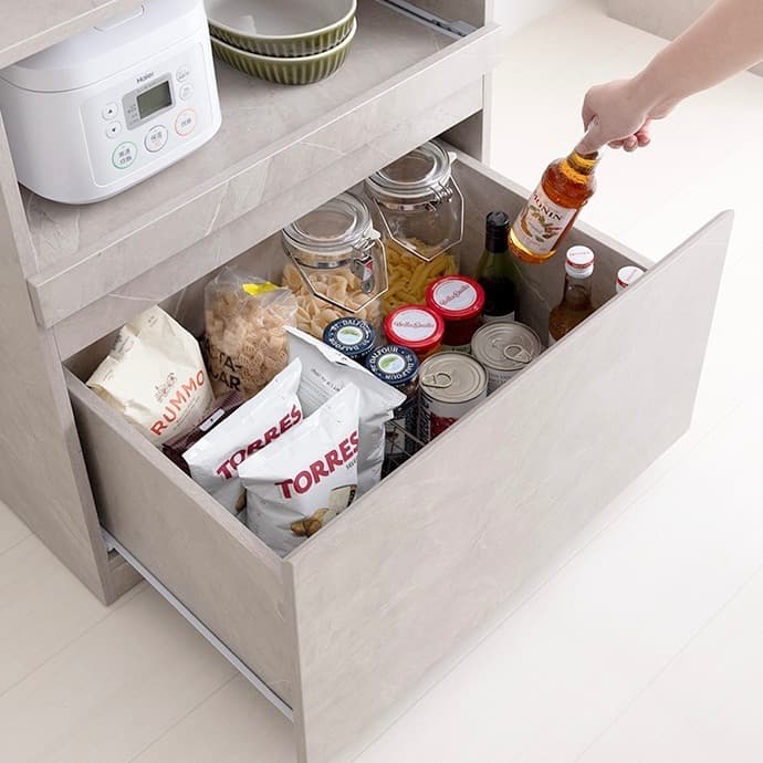 【幅60cm】Topu コンパクトキッチン収納 スライド コンセント レンジ台