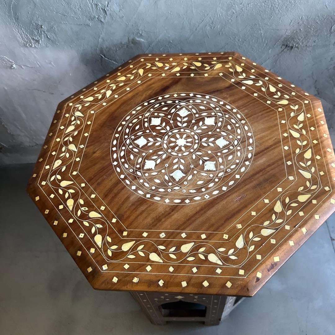 お値下げ❣️ヴィンテージ　折りたたみ8角ティーテーブル