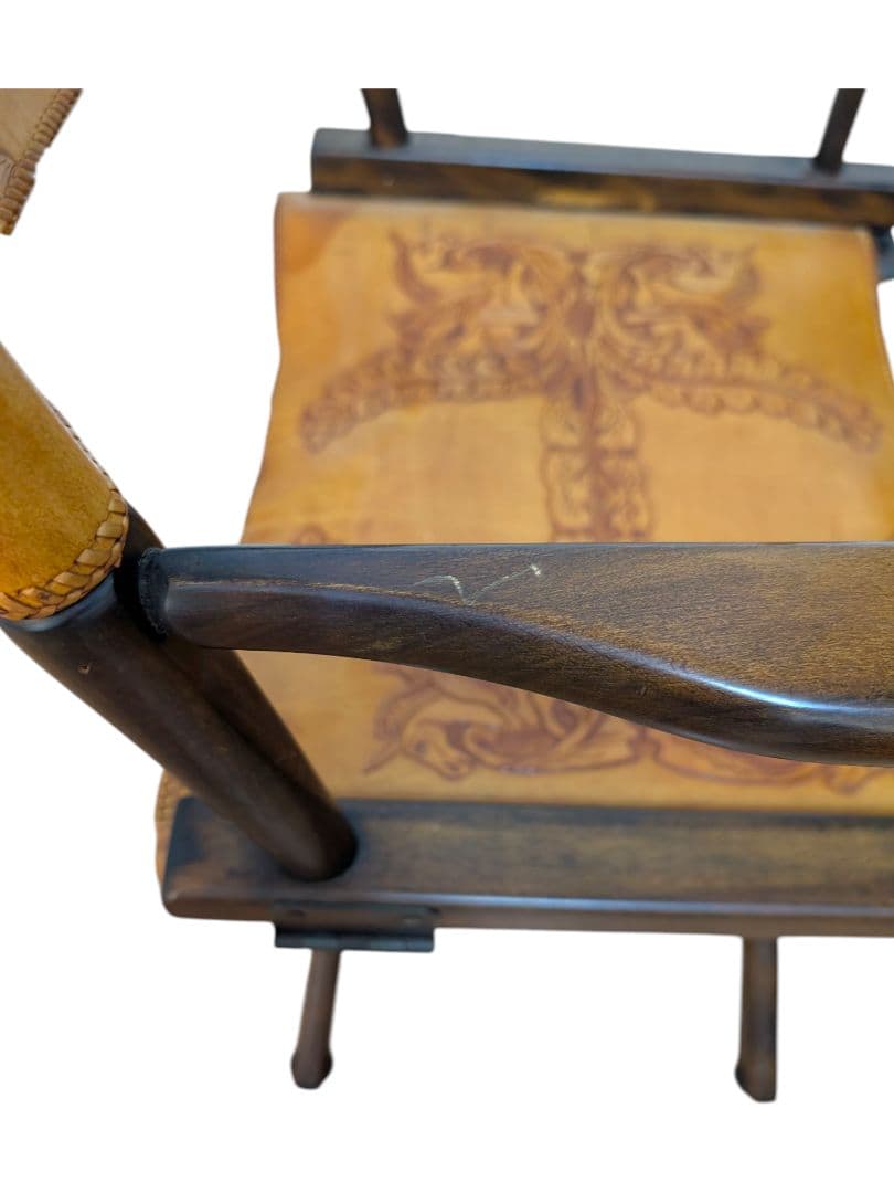 【希少】皮革仕様 ディレクターズチェア 折りたたみチェア