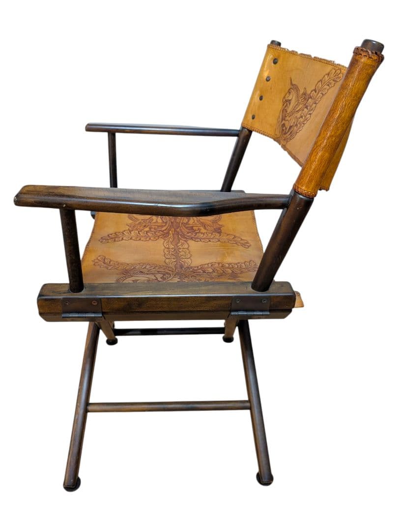 【希少】皮革仕様 ディレクターズチェア 折りたたみチェア