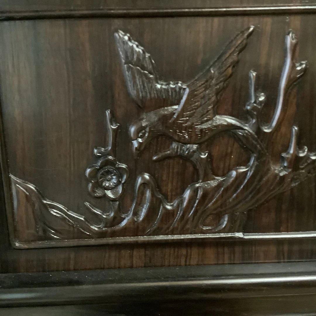 美品　レトロ　飾り棚　違い棚　茶棚　茶道　紫檀　木製　和家具　彫刻