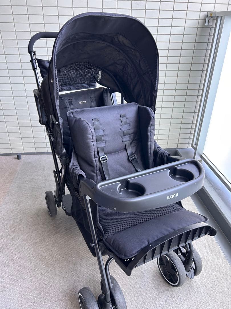【❤︎】KATOJI ブラック 2人乗りベビーカー　二人でゴー