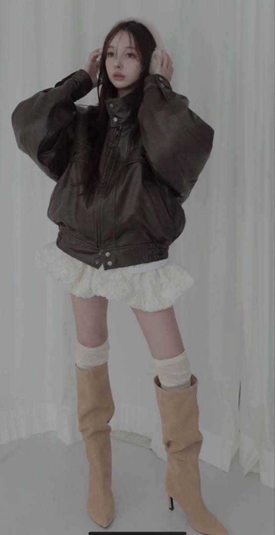 fiction tokyoウォッシュレザーブルゾン