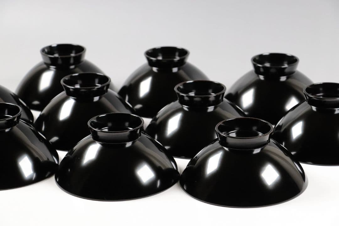 CK73 能登輪島塗 漆光堂謹製 流水菊 金蒔絵 黒塗吸物椀 九客 木箱 木製