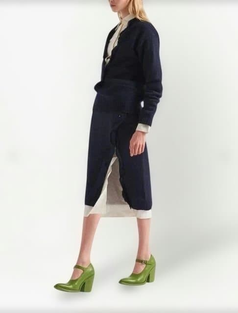 【再値下げ】PRADA カシミヤネイビー タイトスカート 前スリット　新品未使用