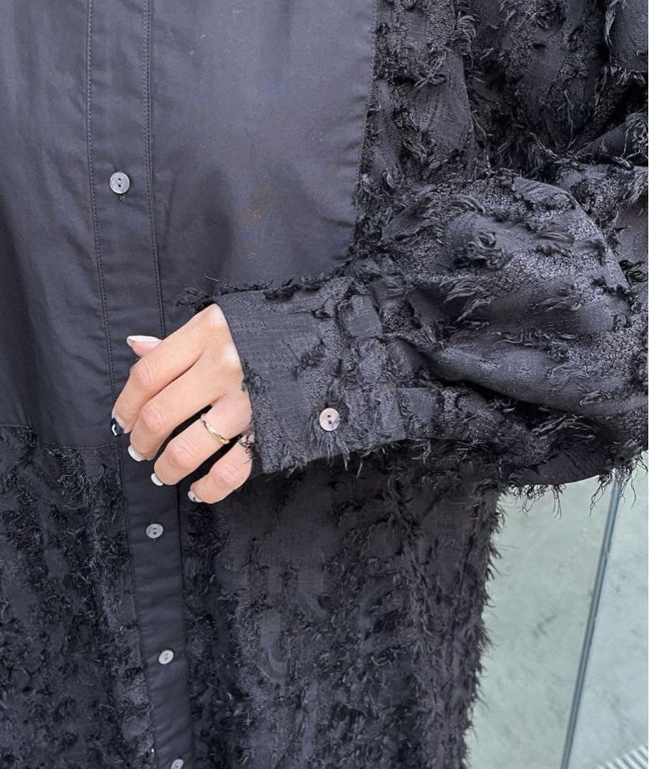 CAPRICIEUX LEMAGE ワンピース　フリンジ　ブラック　前ボタン