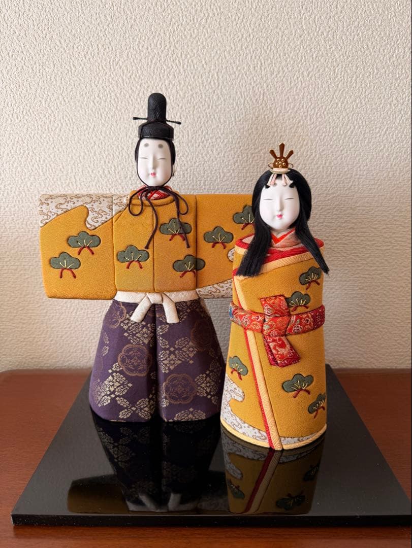 【未使用】真多呂人形 立ち雛(大作) 木目込み雛人形　台座付き