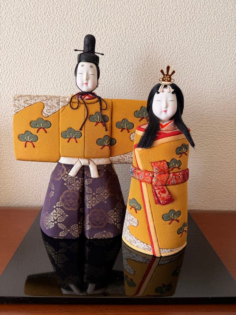 【未使用】真多呂人形 立ち雛(大作) 木目込み雛人形　台座付き