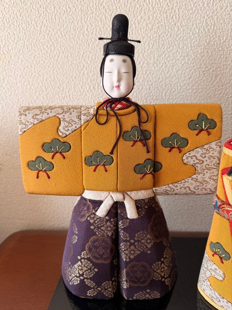 【未使用】真多呂人形 立ち雛(大作) 木目込み雛人形　台座付き