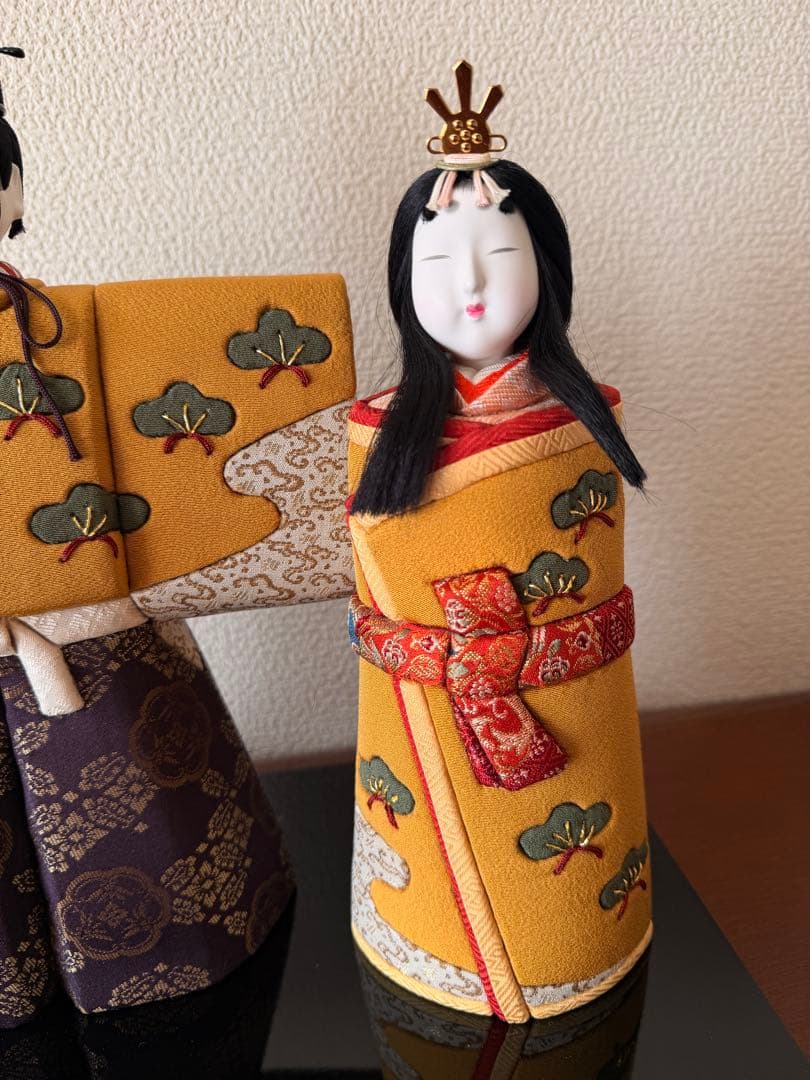 【未使用】真多呂人形 立ち雛(大作) 木目込み雛人形　台座付き