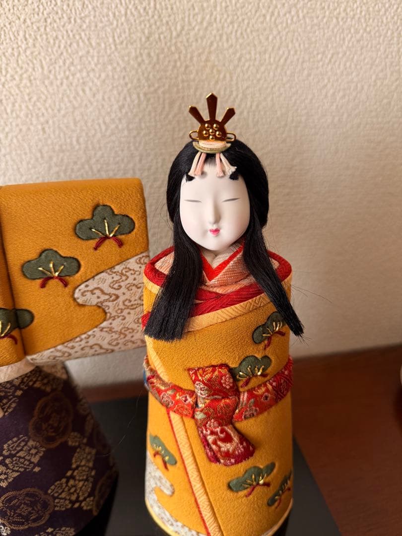 【未使用】真多呂人形 立ち雛(大作) 木目込み雛人形　台座付き