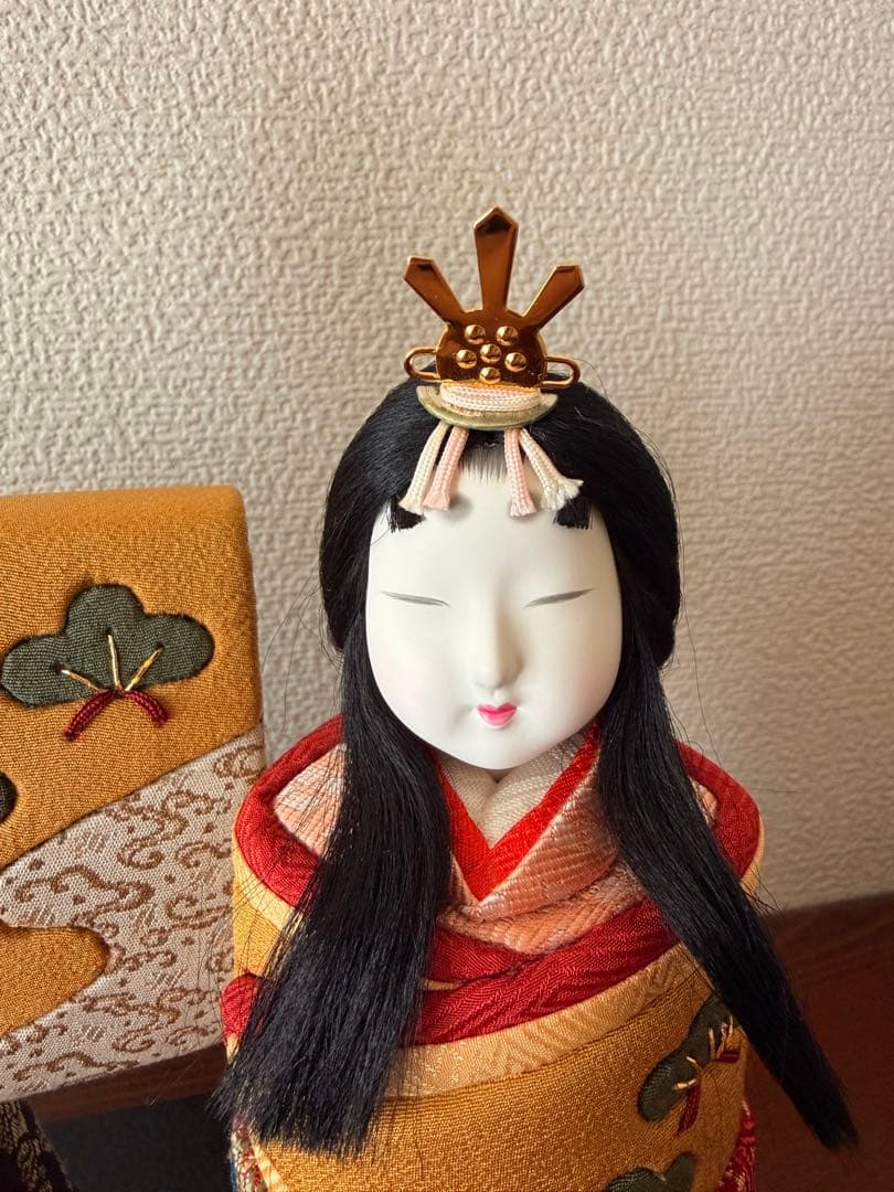 【未使用】真多呂人形 立ち雛(大作) 木目込み雛人形　台座付き